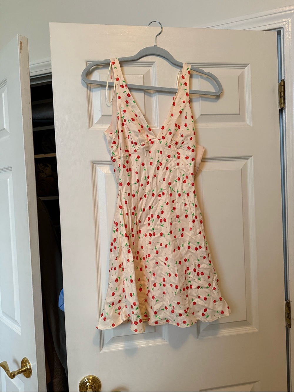 Zara Cream Mini Dress with Red Cherry Print